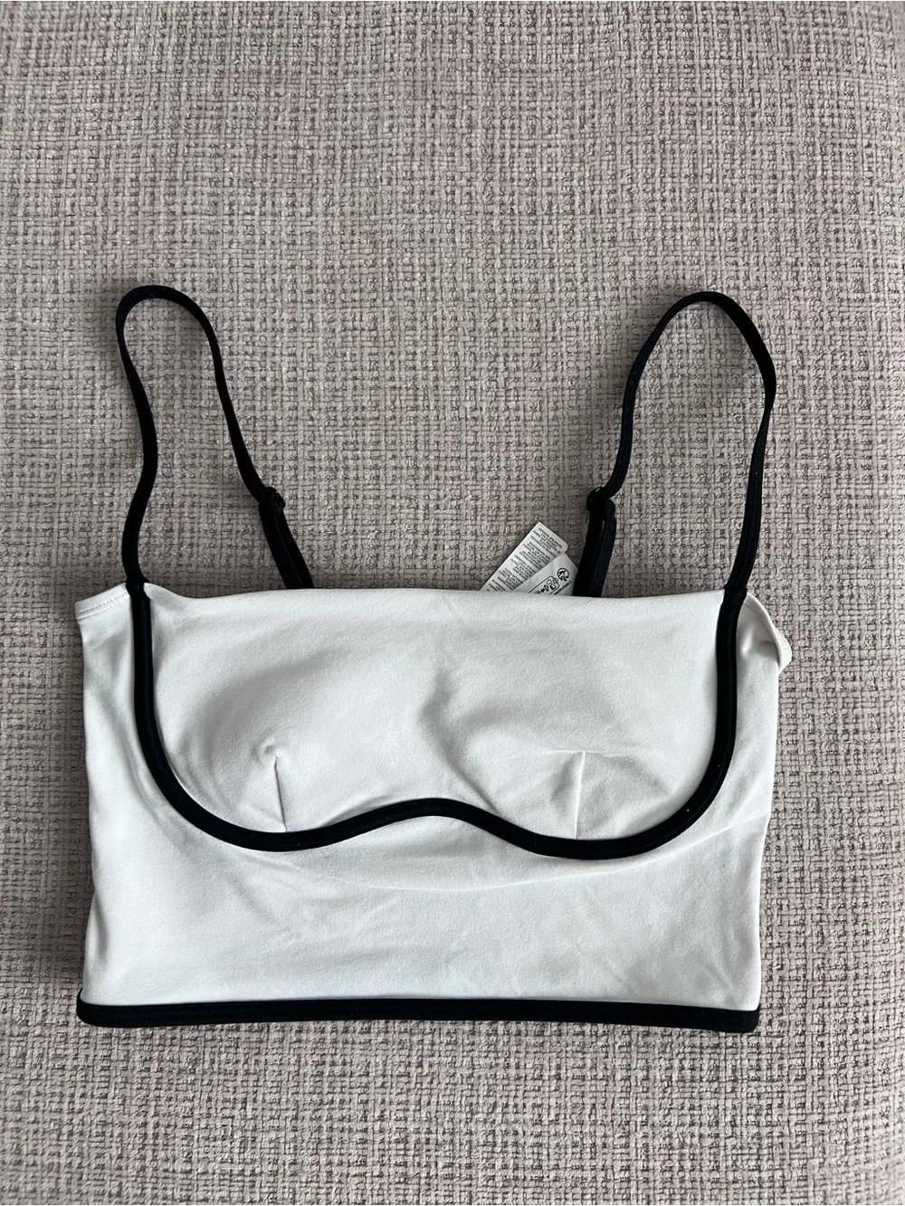 ALO Yoga White Bralette with Black Trim
